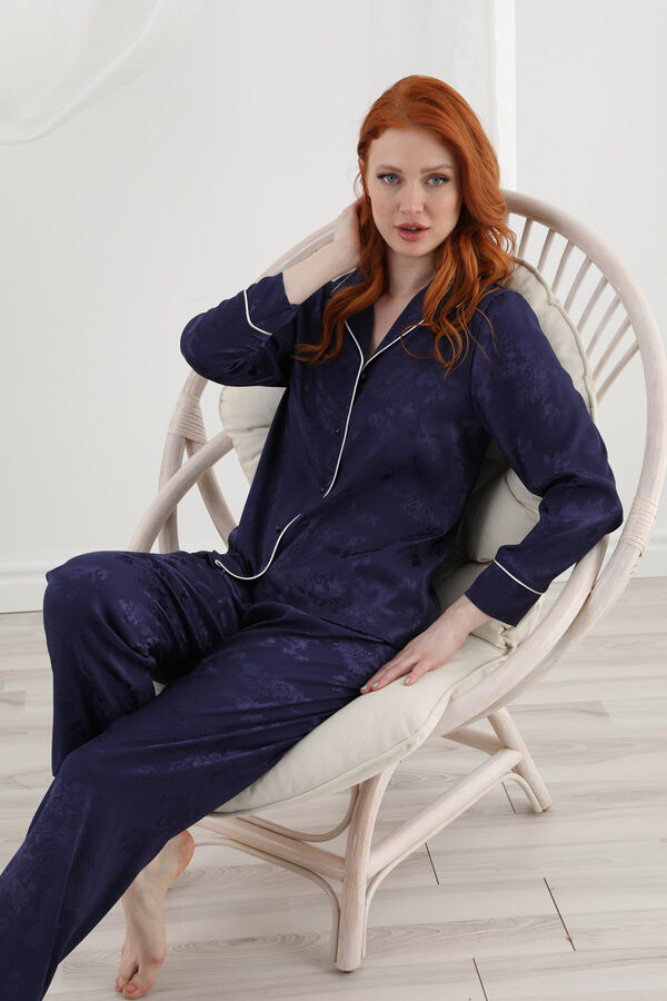 13063 Kadın Dantelli Saten Pijama Takım