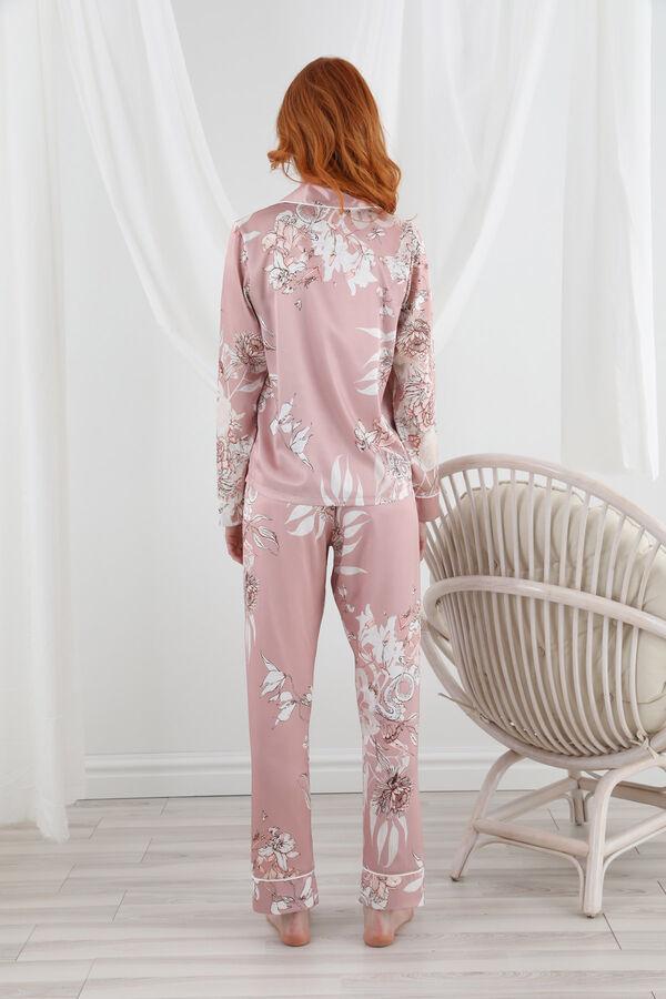 13060 Kadın Dantelli Saten Pijama Takım