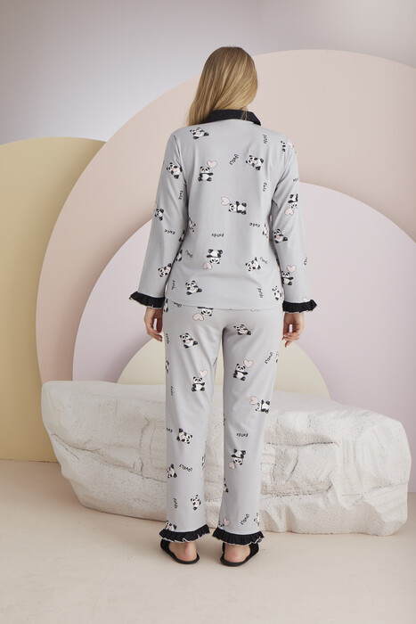 SEVİM - 13097 Kadın Düğmeli Pijama Takım