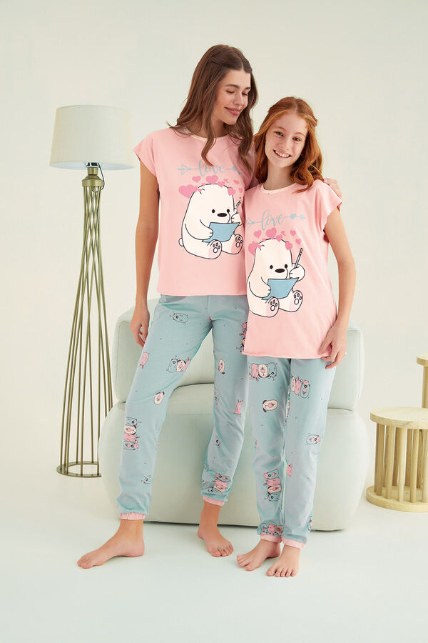 8361 Kız Çocuk Baskılı Kısa Kollu Pijama Takım