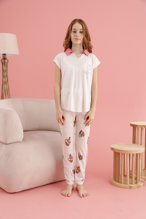 ZEYZEY - 8408G Kız Çocuk Taş Baskılı Pijama Takım (1)