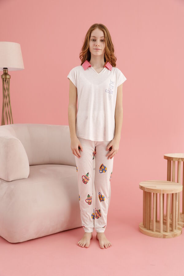 8408G Kız Çocuk Taş Baskılı Pijama Takım 