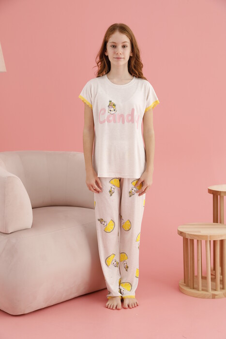 ZEYZEY - 8410G Kız Çocuk Baskılı Pijama Takım 