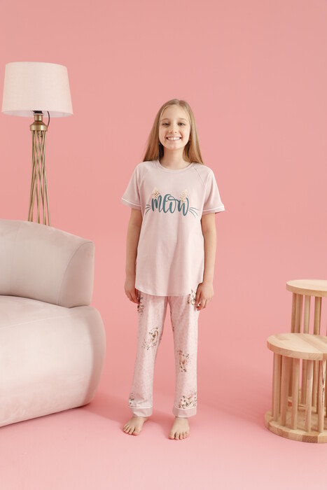 ZEYZEY - 8418G Kız Çocuk Baskılı Pijama Takım 