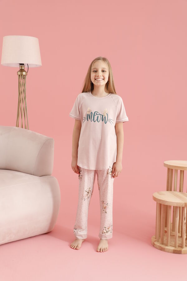8418G Kız Çocuk Baskılı Pijama Takım 