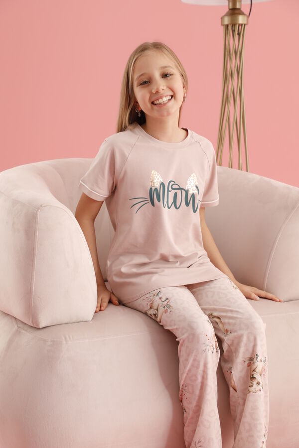 8418 Kız Çocuk Baskılı Pijama Takım