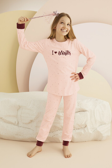 ZEYZEY - 8435 Kız Çocuk Baskılı Pijama Takım