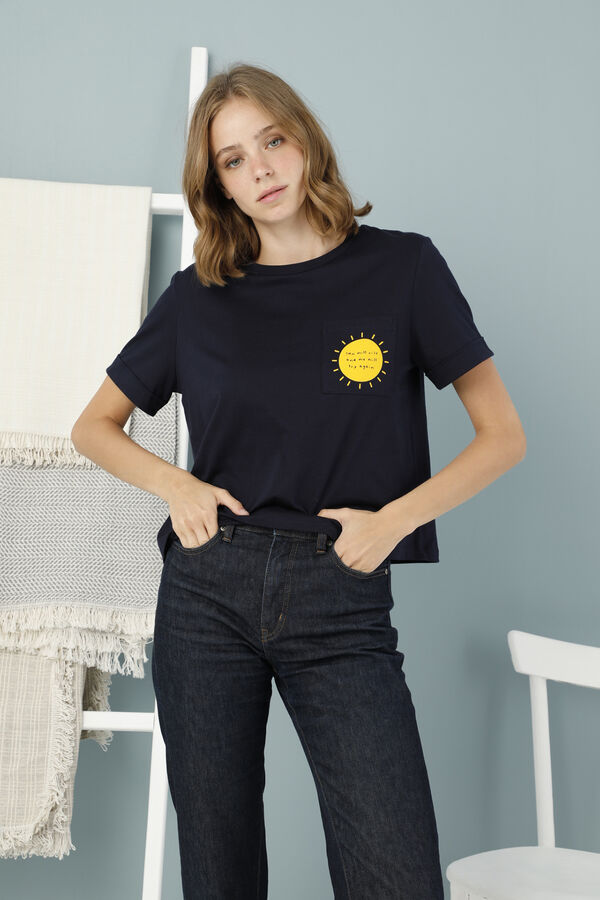 30358-1 Bayan Baskılı Basic T-Shirt