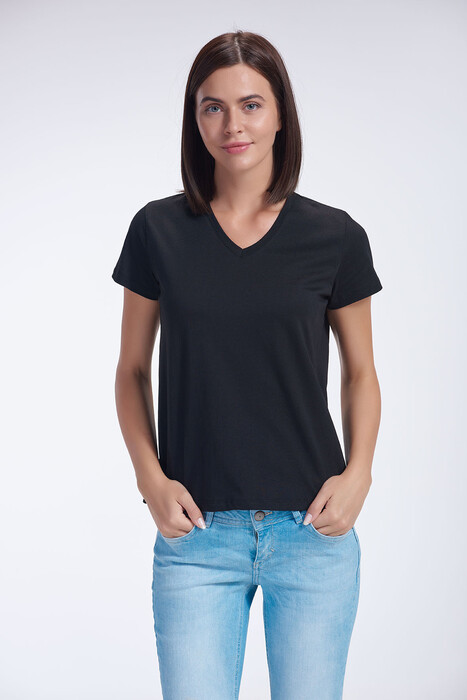 SEVİM - 12406-1 Bayan V Yaka T-Shirt