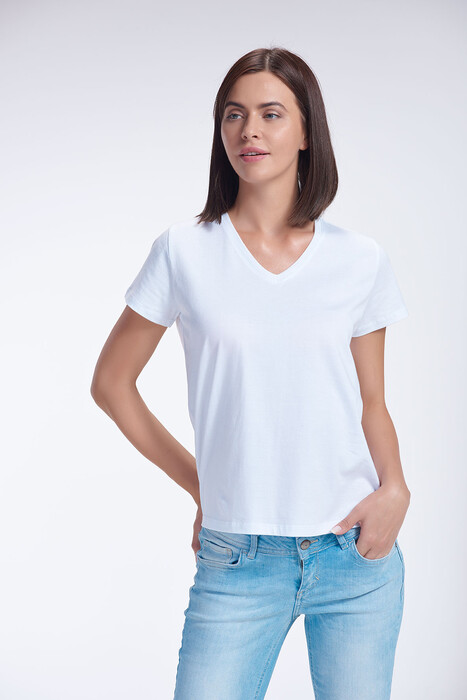 SEVİM - 12406 Bayan V Yaka T-Shirt