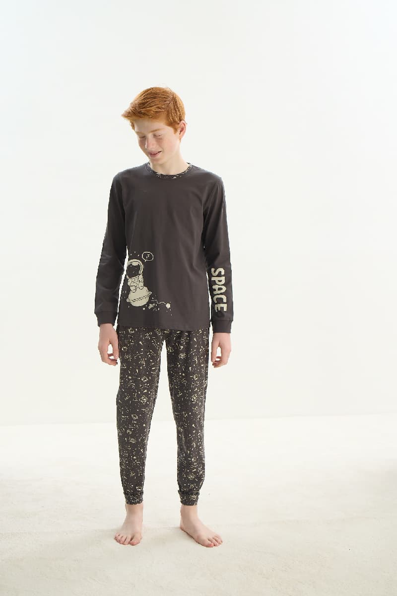 8716  Erkek Çocuk Baskılı Pijama Takım Garson