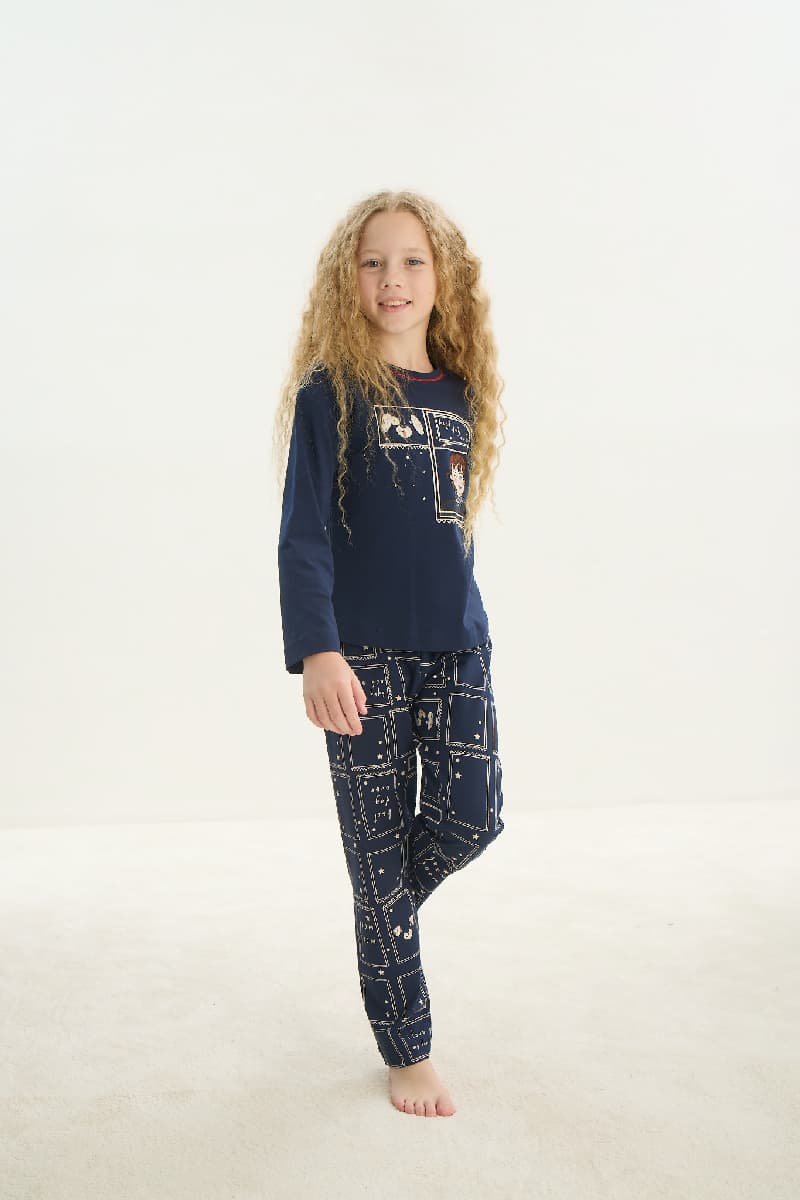 8700 Kız Çocuk Baskılı Pijama Takım