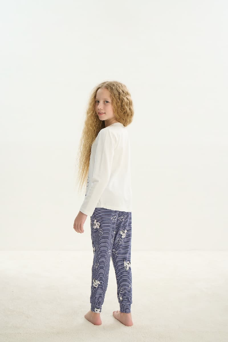8694 Kız Çocuk Baskılı Pijama Takım