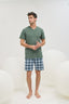 9600 Erkek V Yaka Baskılı Şort Takım