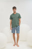 9600 Erkek V Yaka Baskılı Şort Takım