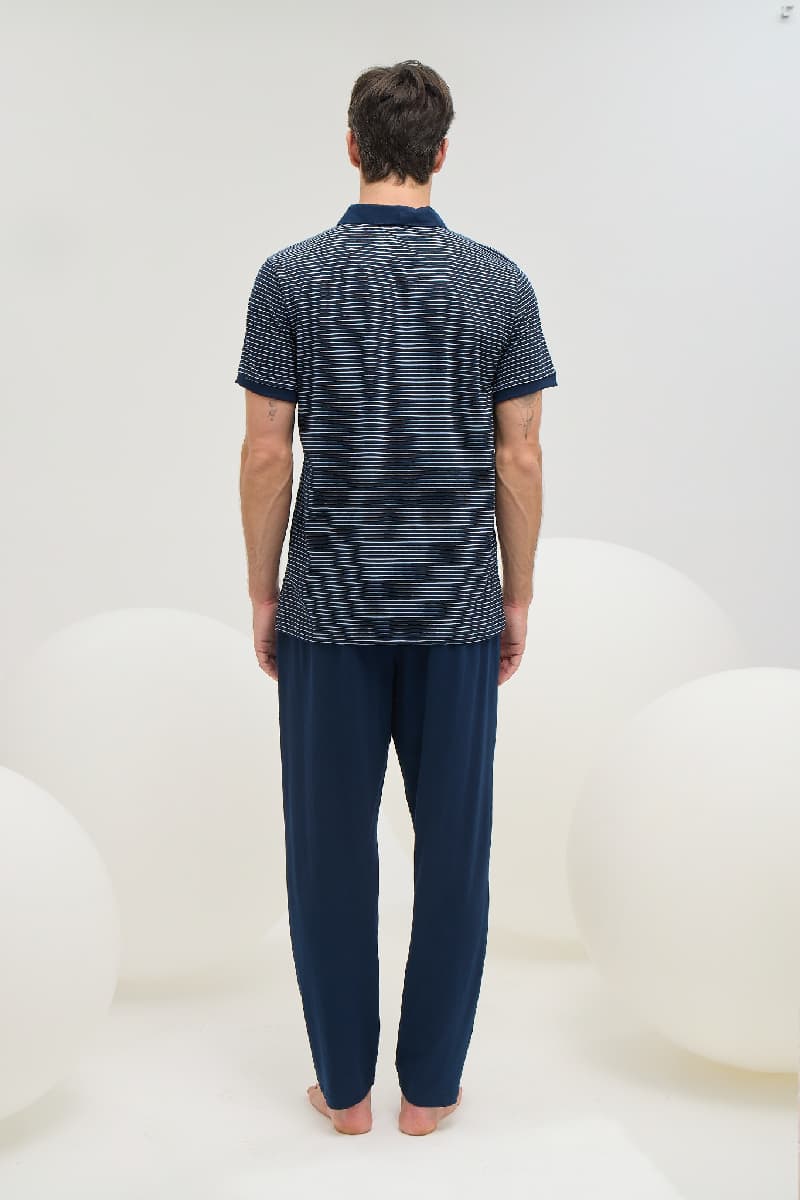 9583 Erkek Polo Yaka Pijama Takım