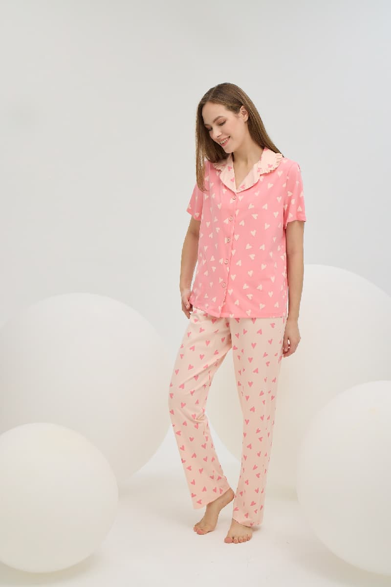 16394 Kadın Düğmeli Pijama Takım