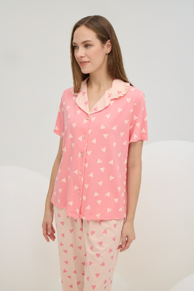 16394 Kadın Düğmeli Pijama Takım