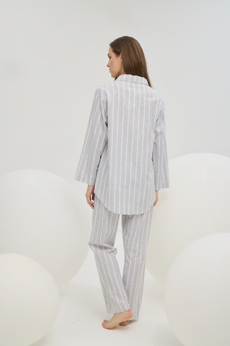 16446 Kadın Gömlek Şort Pantalon 3 Lü Takım