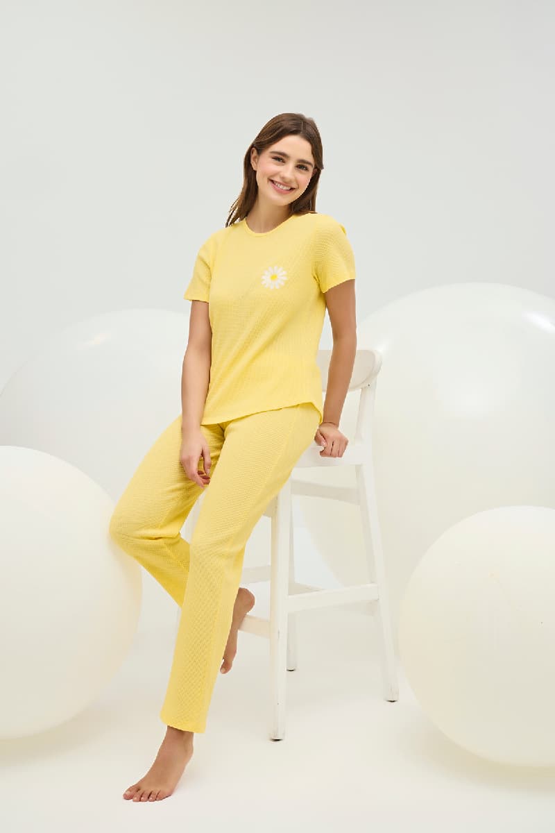 16792 Kadın Nakışlı Pijama Takım