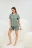 16819 Kadın Düğmeli Şort Takım