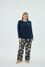 17296 KADIN BIG SIZE TAŞ BASKILI PİJAMA TAKIM