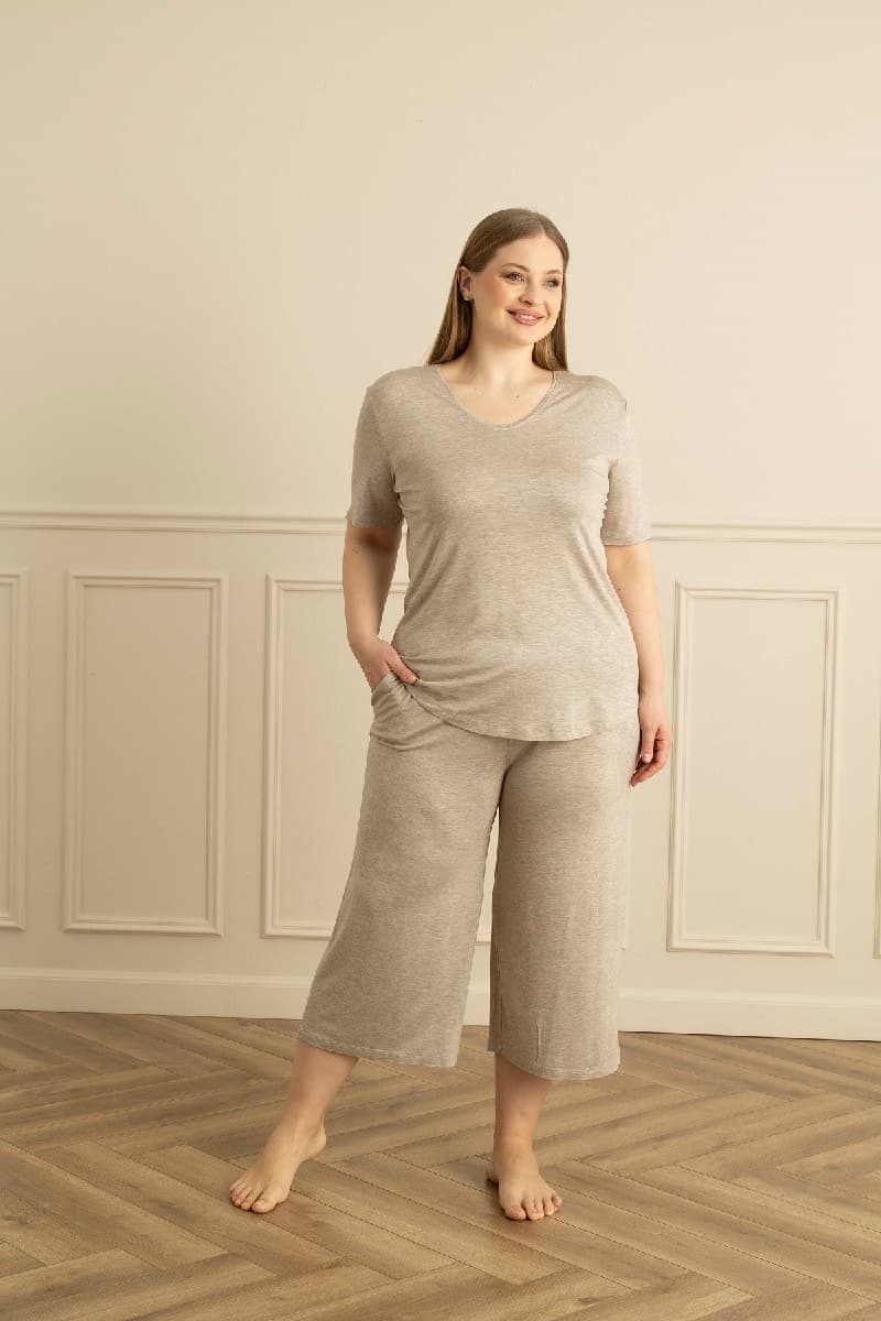 17945 KADIN BIG SIZE KAPRİ TAKIM