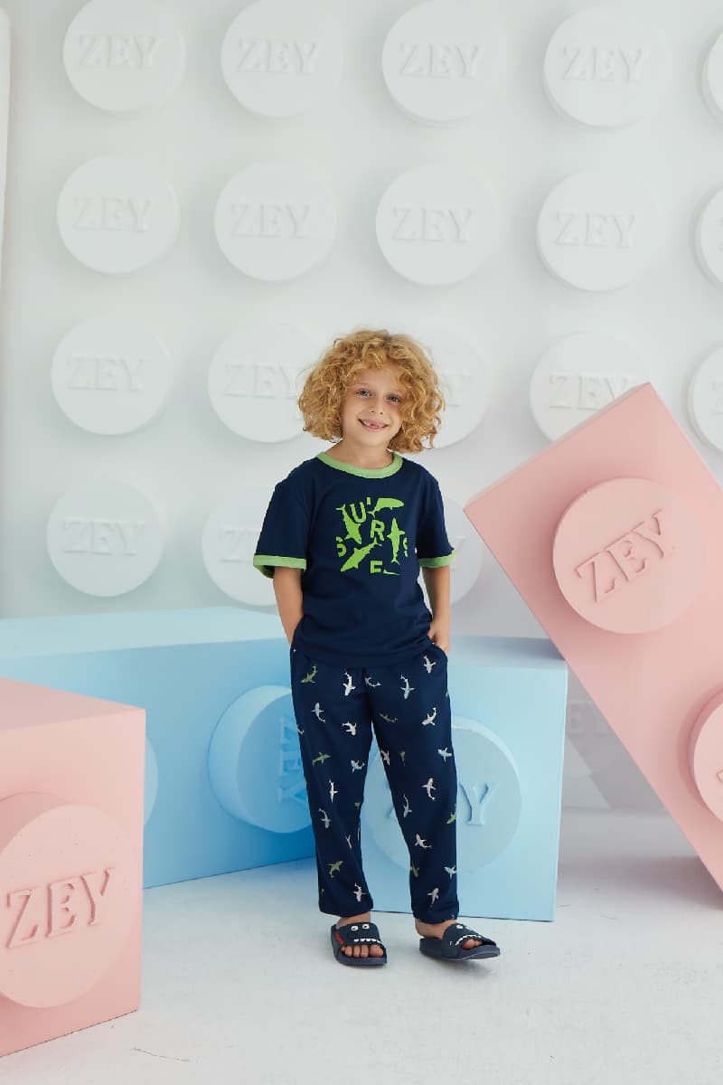 8664 Erkek Çocuk Baskılı Pijama Takım