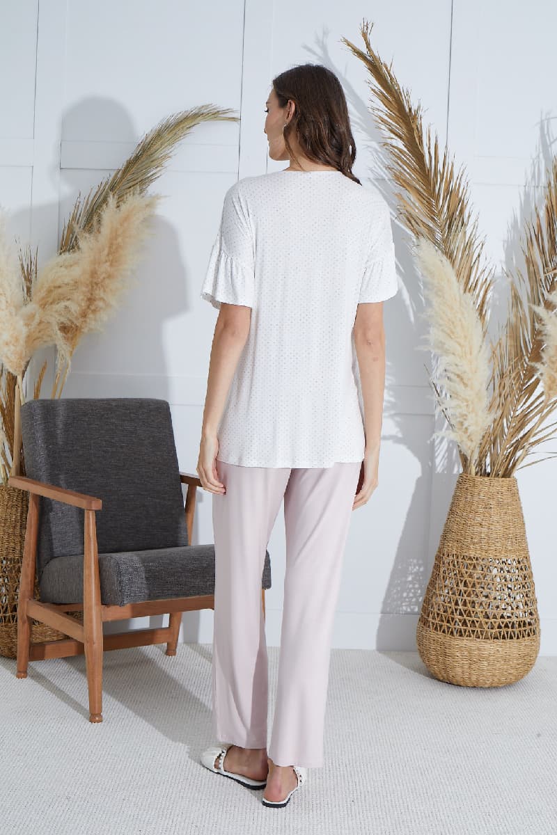 15830 Kadın Nakışlı Lohusa Pijama Takım