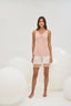 16450 Kadın V Yaka Dantel Detaylı Şort Takım