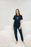 16613 Kadın Bisiklet Yaka Baskılı Pijama Takım