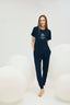 16613 Kadın Bisiklet Yaka Baskılı Pijama Takım
