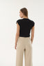 16153 KADIN Fitilli Düşük Kol T-shırt