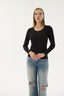 16289 Kadın Fitilli Uzun Kol T-shirt