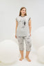 16544 Kadın Büyük Beden Baskılı Kapri Takım
