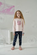8576 Kız Çocuk Baskılı Pijama Takım Garson