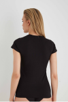 1269 Kadın Yuvarlak Yaka T-shirt-SİYAH