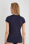 1269 Kadın Yuvarlak Yaka T-shirt-LACİVERT