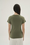 1269 Kadın Yuvarlak Yaka T-shirt-HAKİ