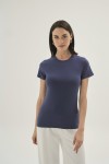 1269 Kadın Yuvarlak Yaka T-shirt-İNDİGO