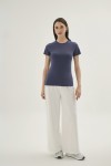 1269 Kadın Yuvarlak Yaka T-shirt-İNDİGO