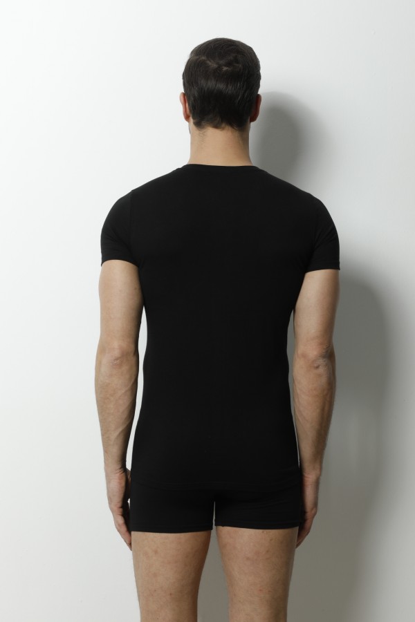 9017 PNY. ERKEK V YAKA T-SHIRT-SİYAH
