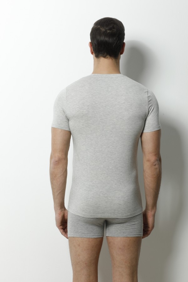 9022 MODAL ERKEK V YAKA T-SHIRT-G.MELANJ