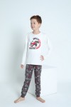 7718 Erkek Çocuk Baskılı Pijama Takım-EKRU