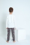 7718 Erkek Çocuk Baskılı Pijama Takım-EKRU