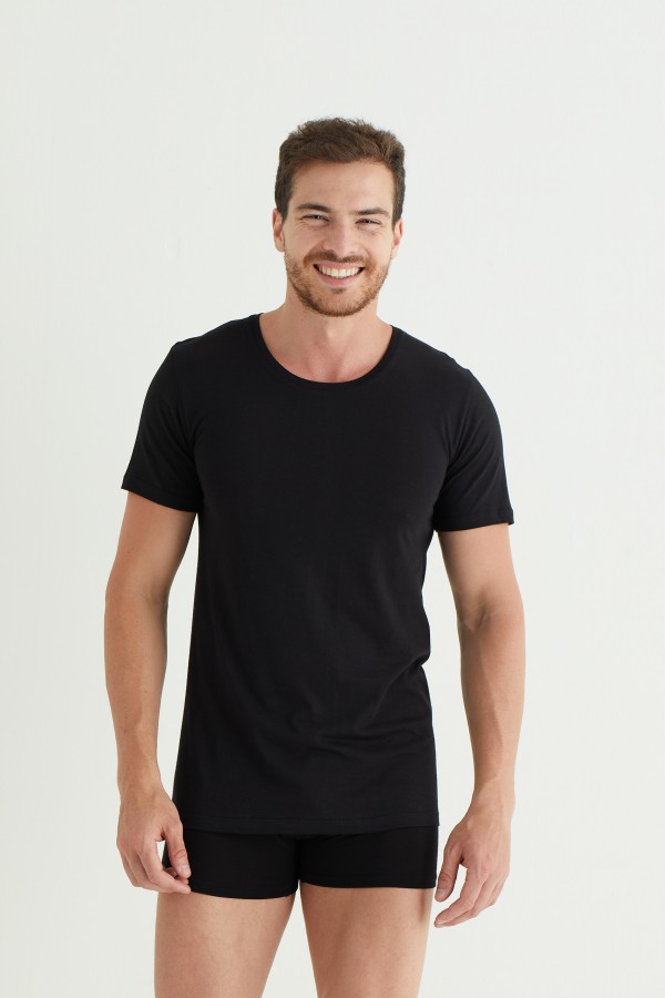9353 ERKEK BAMBOO T-SHIRT-SİYAH