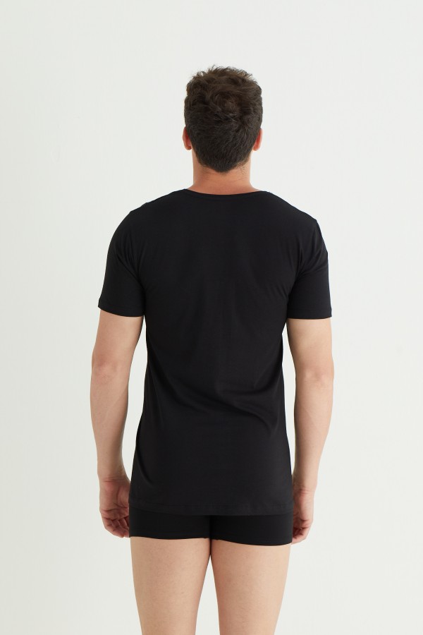 9353 ERKEK BAMBOO T-SHIRT-SİYAH