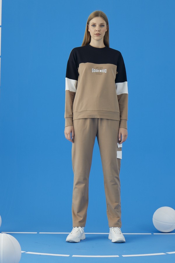 20845 BAYAN BASKILI PANTOLON TAKIM-CAMEL