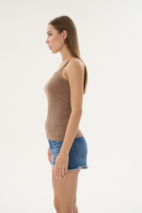 16155 KADIN FİTİLLİ İNCE ASKILI T-SHIRT-VİZON (KİNDER)