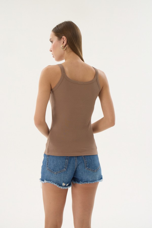 16155 KADIN FİTİLLİ İNCE ASKILI T-SHIRT-VİZON (KİNDER)